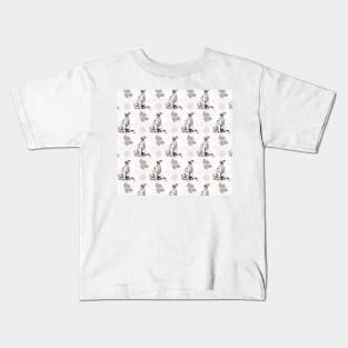Sitting dog pattern in gray tones Kids T-Shirt